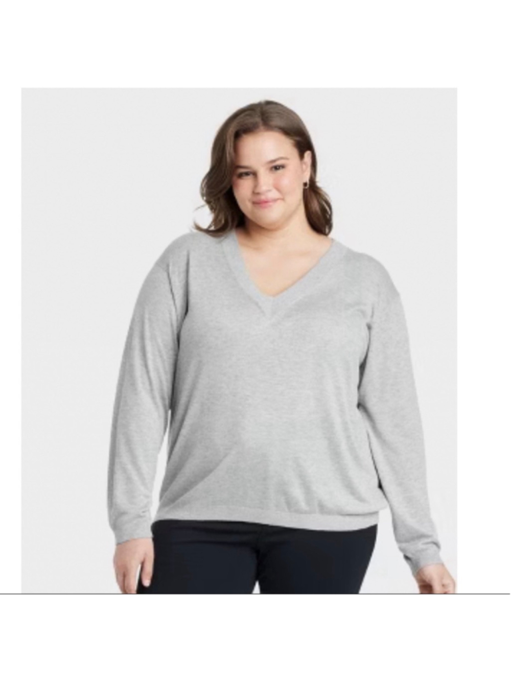 NEW A New Day Fine Gauge V Neck Long Sleeve Pullover Lightweight Sweater 1X